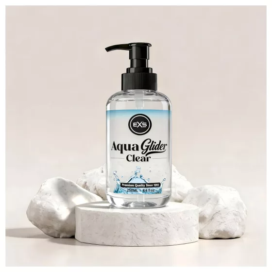 EXS AquaGlider Clear - průhledný lubrikační gel na vodní bázi v lahvičce s pumpičkou (250 ml)