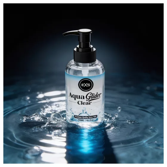 EXS AquaGlider Clear - průhledný lubrikační gel na vodní bázi v lahvičce s pumpičkou (250 ml)