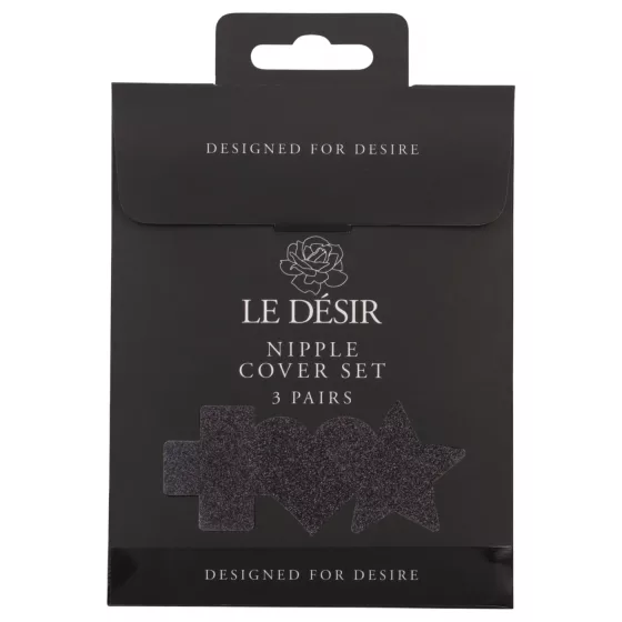 Le Désir - sada nálepek na bradavky - 3 páry (černá)