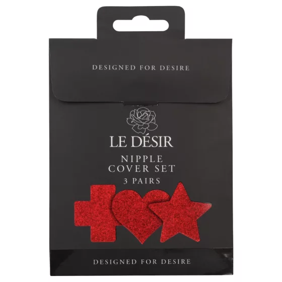 Le Désir - sada samolepek na bradavky - 3 páry (červené)