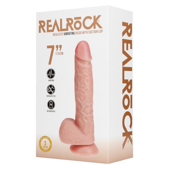 REALROCK - vibrátor s přísavkou - přírodní (18 cm)
