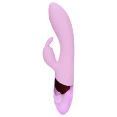   Loveline - akumulátorový, králičí vibrátor s klitorální raménkem (růžový)