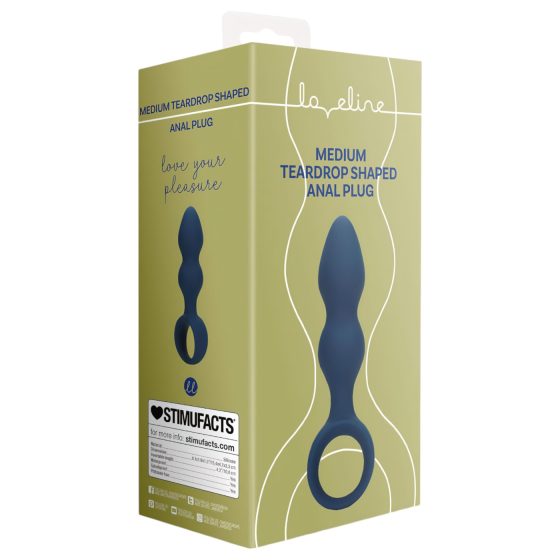Loveline - kroužkový anální dildo - střední (modrá)