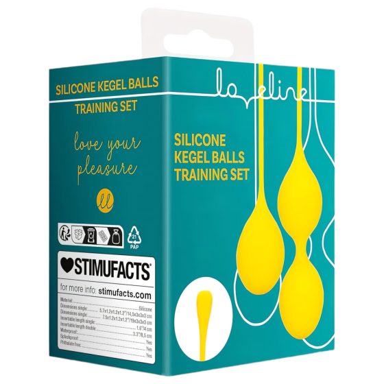 Loveline - sada venušiných kuliček - silikon - 2 kusy - žlutá