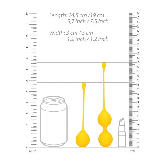 Loveline - sada venušiných kuliček - silikon - 2 kusy - žlutá