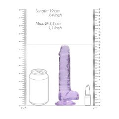 REALROCK - průhledný realistický dildo - fialový (17 cm)