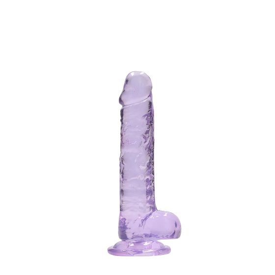 REALROCK - průhledný realistický dildo - fialový (17 cm)