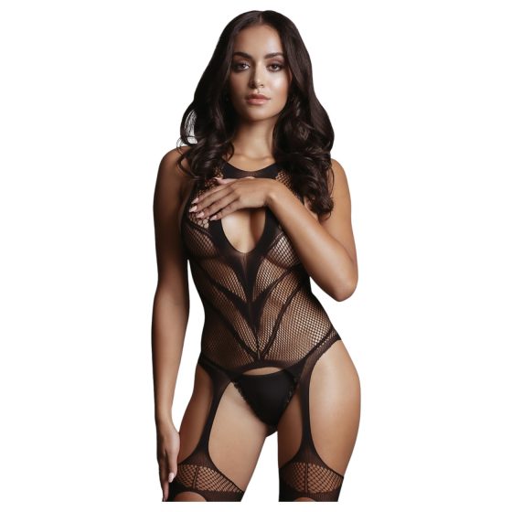 Le Désir - síťovaný set s výřezy - (černý) - S-XL