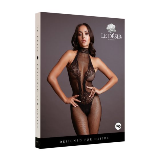 Le Désir - krajkový síťovaný overal - (černý) - S-XL