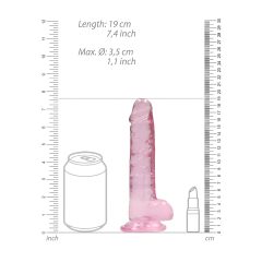   REALROCK - průhledné realistické dildo - růžové (17 cm)