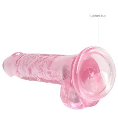   REALROCK - průhledné realistické dildo - růžové (17 cm)
