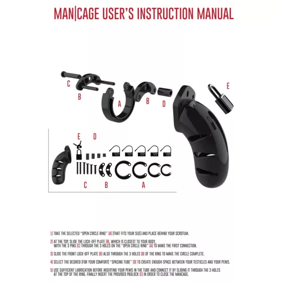 ManCage - Model 13 klec na penis (černá) - 6,5 cm