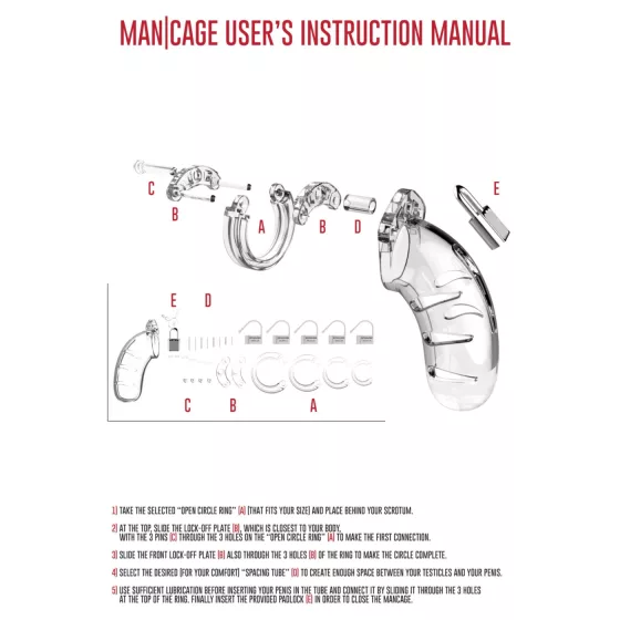ManCage - Model 13 klec na penis (průhledná) - 6,5 cm