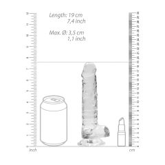   REALROCK - průhledné realistické dildo - průhledné (17 cm)