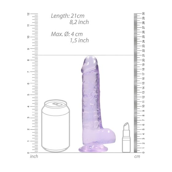 RealRock - realistické dildo - průhledné fialové - 19 cm