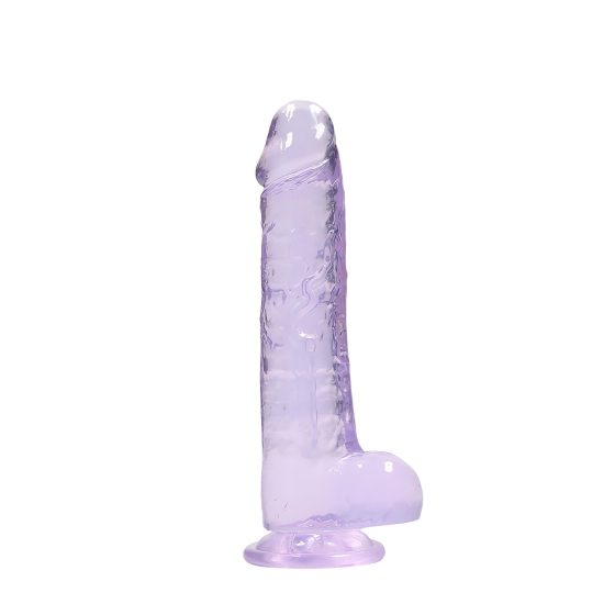 RealRock - realistické dildo - průhledné fialové - 19 cm