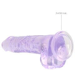 REALROCK - průhledné realistické dildo - fialové (19 cm)
