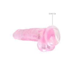   REALROCK - průhledný realistický dildo - růžový (19 cm)