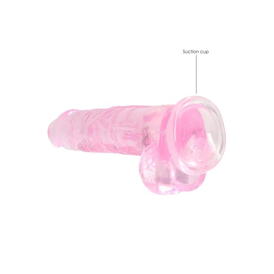 RealRock - realistické dildo - průhledné růžové - 19 cm