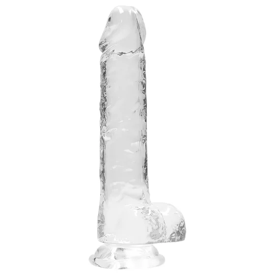 RealRock - realistický dildo - průhledné - 19 cm