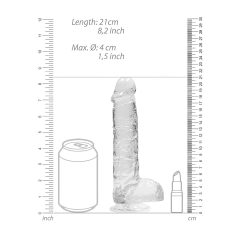   REALROCK - průhledné realistické dildo - transparentní (19 cm)