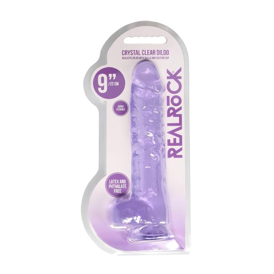 REALROCK - průhledné realistické dildo - fialové (22 cm)