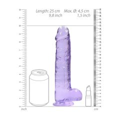 REALROCK - průhledné realistické dildo - fialové (22 cm)