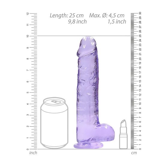 REALROCK - průhledné realistické dildo - fialové (22 cm)