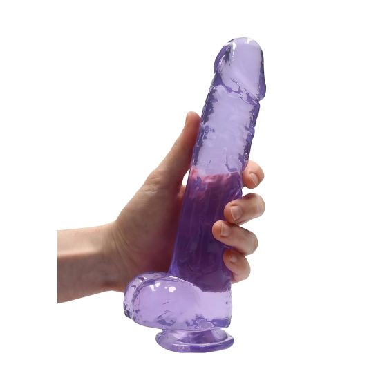 REALROCK - průhledné realistické dildo - fialové (22 cm)
