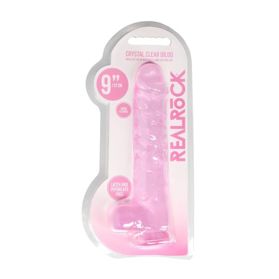 RealRock - realistické dildo - průhledné růžové - 22 cm