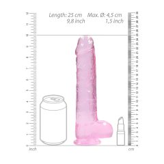   REALROCK - průsvitné realistické dildo - růžové (22 cm)