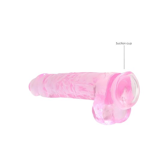 RealRock - realistické dildo - průhledné růžové - 22 cm