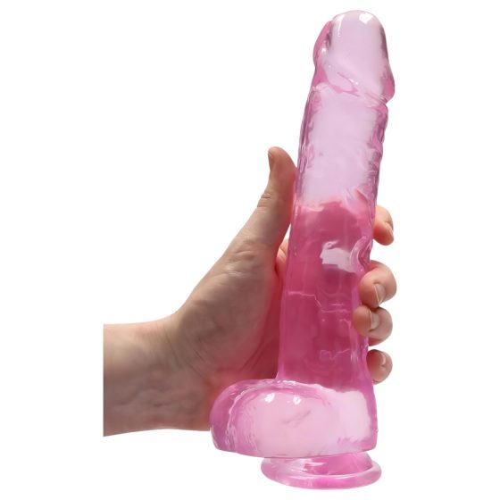 RealRock - realistické dildo - průhledné růžové - 22 cm