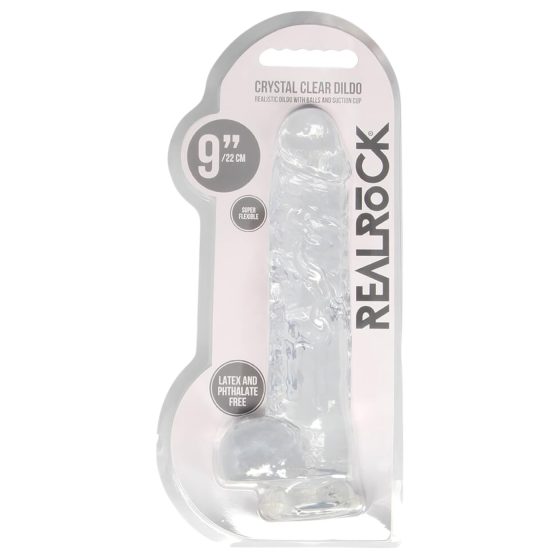 REALROCK - průhledné realistické dildo - průhledné (22 cm)