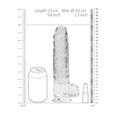   REALROCK - průhledné realistické dildo - průhledné (22 cm)