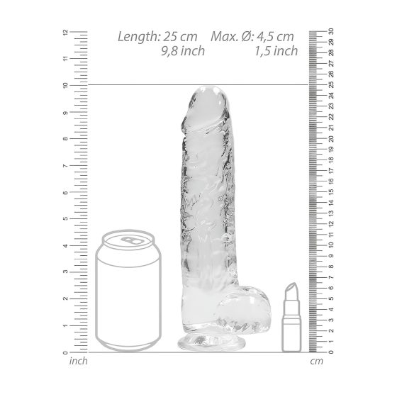 REALROCK - průhledné realistické dildo - průhledné (22 cm)