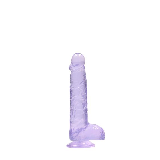 REALROCK - průhledné realistické dildo - fialové (15 cm)
