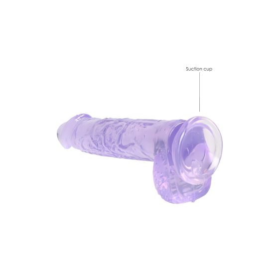 REALROCK - průhledné realistické dildo - fialové (15 cm)