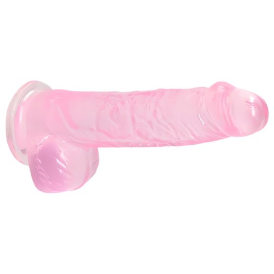 REALROCK - realistický průhledný dildo - růžový (15 cm)