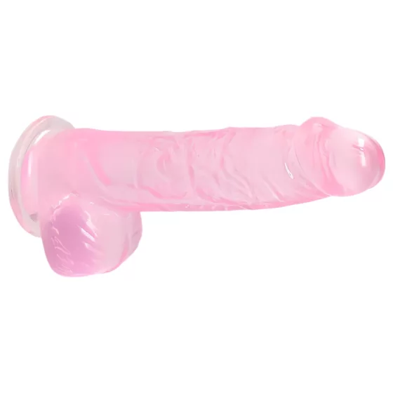 RealRock - realistické dildo - průhledné růžové - 15 cm