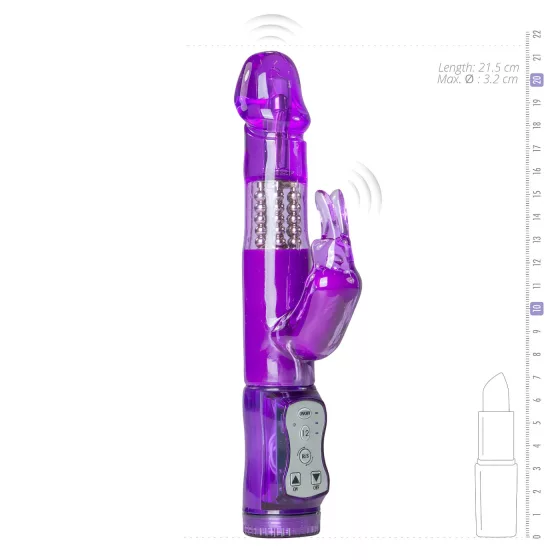 Easytoys Rabbit - rotační vibrátor s perlami a klitorálním ramenem - fialový