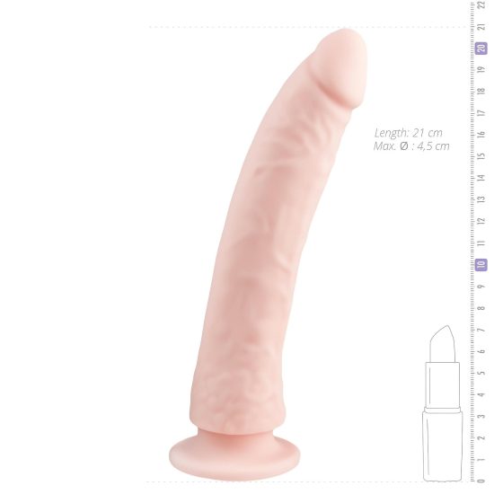 Easytoys - přísavkový 100% silikonový dildo (21 cm) - přírodní
