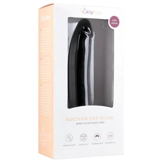 Easytoys - přísavkový 100% silikonový dildo (21 cm) - černý