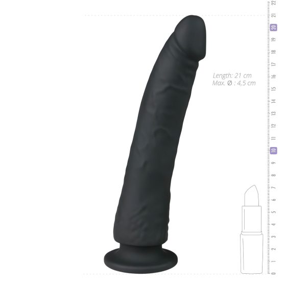 Easytoys - přísavkový 100% silikonový dildo (21 cm) - černý