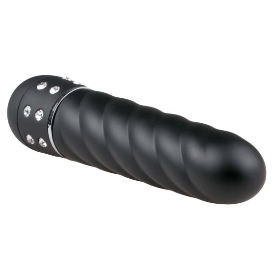 Easytoys Diamond Twirled - Vibrační kroucená hůl (černá)