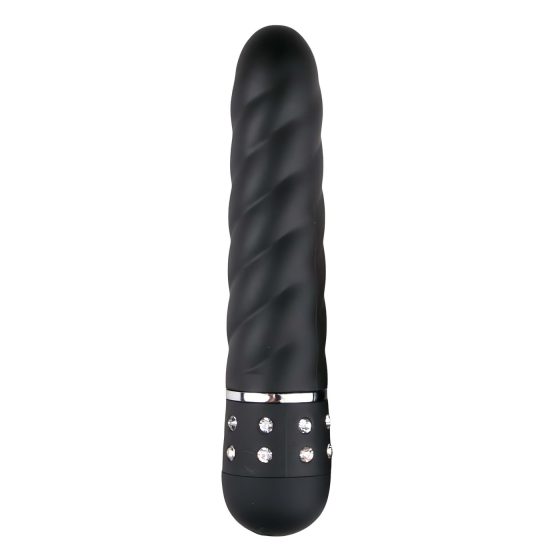 Easytoys Diamond Twirled - Vibrační kroucená hůl (černá)