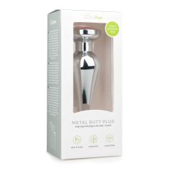   Easytoys Kovový Plug č.11 - anální kužel s růžovým kamenem - stříbrný (3,5cm)