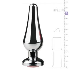   Easytoys Kovový Plug č.11 - anální kužel s růžovým kamenem - stříbrný (3,5cm)