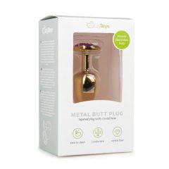   Easytoys Kovové No.1 - anální kolík s fialovým kamenem - zlatý (2,5 cm)
