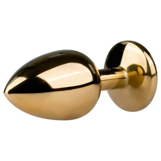 Easytoys - anální kolík s fialovým kamenem - kovový, zlatý, 2,5 cm